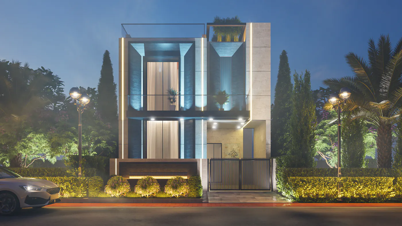 5 Marla single house render by Janan Manzil Architects